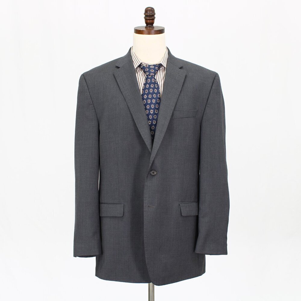 Ralph Lauren 46L Gray Solid 2-Button Sport Coat Blazer Jacket G540